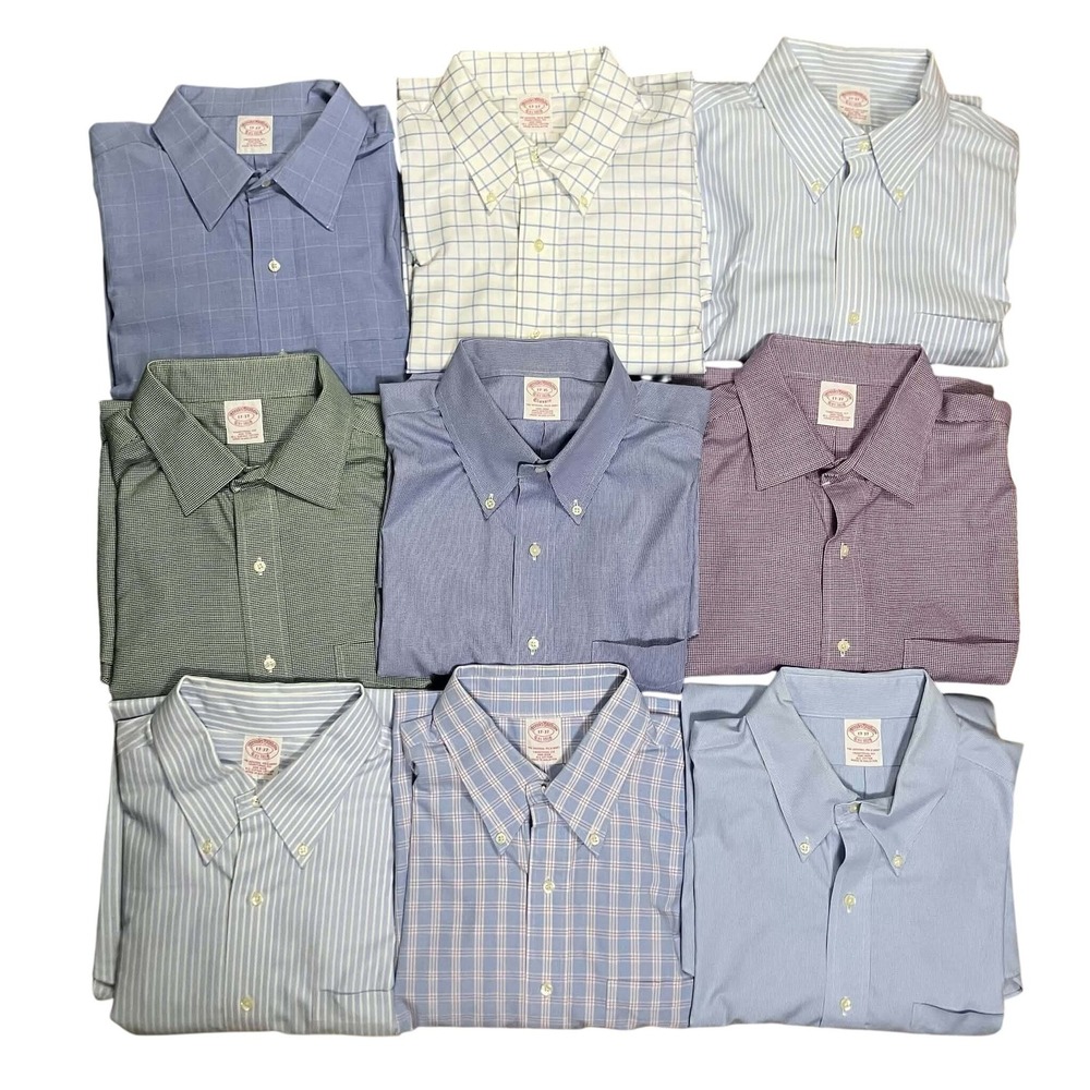 Lot of 9 Brooks Brothers Mens Non-Iron Supima Cotton Dress Shirts 17-37 17-35